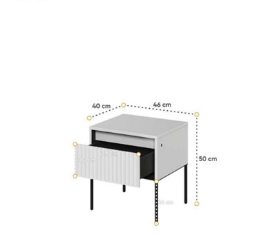Arte Modern Andmultifunctional  Bedside Cabinet Side Table (H)500mm (W)460mm (D)400mm - Black Matt - image 1