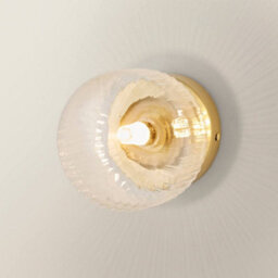 Valuelights Calpe Pair Of Brushed Gold Flush Wall Lights With Ribbed Clear Shade - thumbnail 6