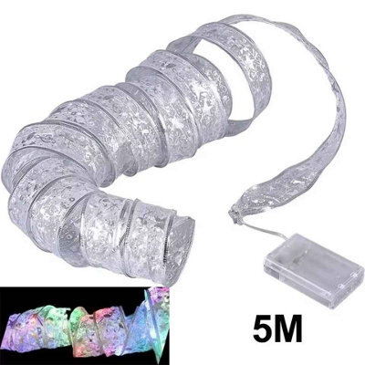 5M Christmas Ribbon Fairy Lights  Diy Tree And Home Decor - image 1