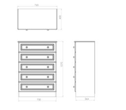 Vittoria Ready Assembled Matt Cream Oak Effect 5 Drawer Chest (H)1075mm (W)765mm (D)415mm - thumbnail 4