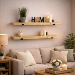 Mkgt Handcrafted Rustic Wooden Floating Shelves, Solid Wood, Made In Uk Wall Mounted Shelf (Antique Pine Set Of 2, 120Cm) - thumbnail 5