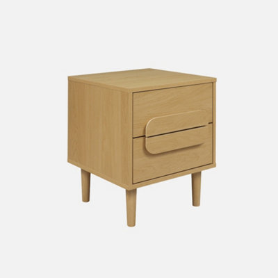 Sweeek - Vintage Oak Wood Effect Bedside Table With 2 Drawers Juliana 40X40X50 Cm - image 1