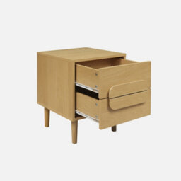 Sweeek - Vintage Oak Wood Effect Bedside Table With 2 Drawers Juliana 40X40X50 Cm - thumbnail 3
