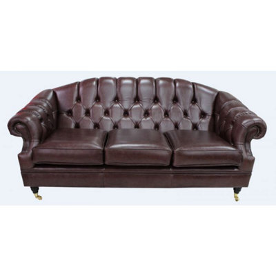 Chesterfield 3 Seater Old English Dark Brown Leather Sofa Settee Bespoke In Victoria Style - image 1