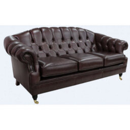Chesterfield 3 Seater Old English Dark Brown Leather Sofa Settee Bespoke In Victoria Style - thumbnail 3