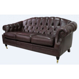 Chesterfield 3 Seater Old English Dark Brown Leather Sofa Settee Bespoke In Victoria Style - thumbnail 2
