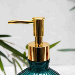 Annibells  Pink Green Orange Blue Vintage Ribbed Glass Refillable Soap Dispensers (11879) - Blue - thumbnail 2