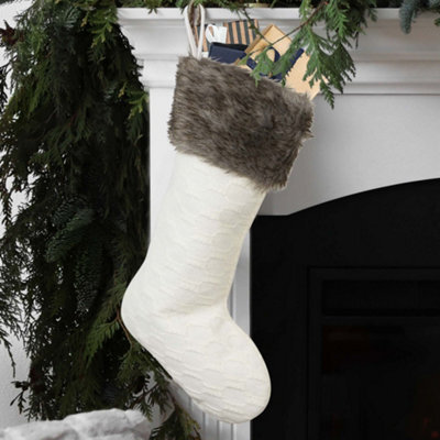 Dibor Nordic Sweater Knit White Xmas Christmas Gift Bag Christmas Stocking For Kids - image 1