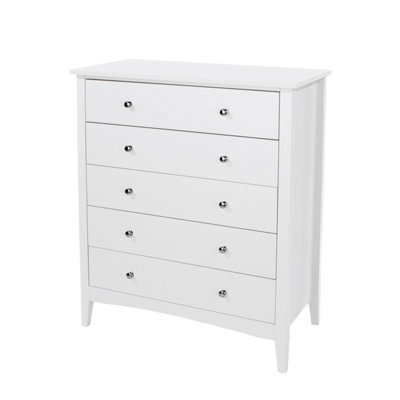 Core Products Como 5 Drawer White Chest Of Drawers, H101.0Cm X W83.0Cm X D43.0Cm - image 1