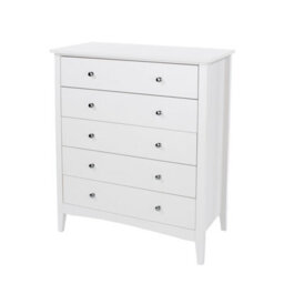 Core Products Como 5 Drawer White Chest Of Drawers, H101.0Cm X W83.0Cm X D43.0Cm