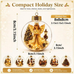 CLEFFNS 6Pcs Glowing Christmas Story Ornament, Mini Holiday Scene Light Up Christmas Balls With Warm Led Light, Glowing Christmas Ornament - thumbnail 6