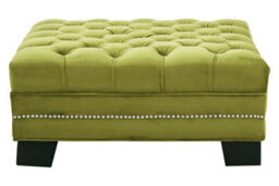 Orsina Durable Moss Velvet Footstool, Plush Velvet Soft Footstool, Button Tufted Large Upholstered Footstool - thumbnail 2