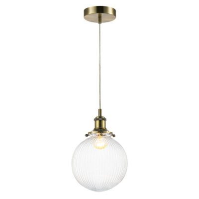 Happy Homewares Traditional Vintage Lantern Pendant Light In Antique Brass With Glass Shade - image 1