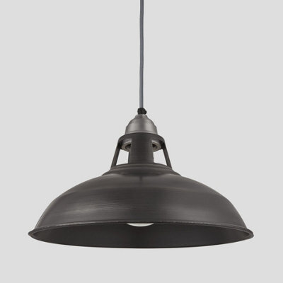 Industville Old Factory Slotted Pendant, 15 Inch, Pewter, Light Pewter Holder - image 1