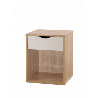 Timber Art Design Alton Bedside Cabinet Bedroom Furniture Nightstand Table 1 Drawer Oak White - image 1