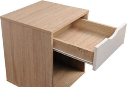 Timber Art Design Alton Bedside Cabinet Bedroom Furniture Nightstand Table 1 Drawer Oak White - thumbnail 3