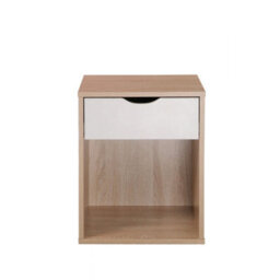 Timber Art Design Alton Bedside Cabinet Bedroom Furniture Nightstand Table 1 Drawer Oak White - thumbnail 2