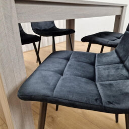 Kosy Koala Modern Grey Rectangle Dining Table Set With 4 Black Velvet Chairs Dining Room Furniture - thumbnail 3