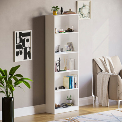 Lassic Vida Designs Cambridge White 5 Tier Extra Large Bookcase Freestanding Shelving Unit (H)1750mm (W)600mm (D)240mm - image 1