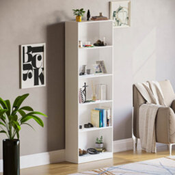 Lassic Vida Designs Cambridge White 5 Tier Extra Large Bookcase Freestanding Shelving Unit (H)1750mm (W)600mm (D)240mm - thumbnail 1