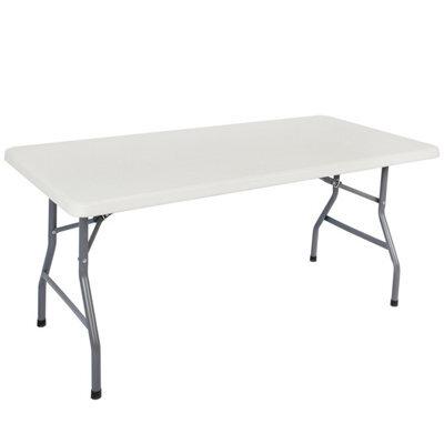 5Ft Heavy Duty Folding Trestle Table 152Cm Portable Plastic Table For Garden Camping Diy Events Fold In Half With Carry Handle - image 1