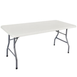 5Ft Heavy Duty Folding Trestle Table 152Cm Portable Plastic Table For Garden Camping Diy Events Fold In Half With Carry Handle