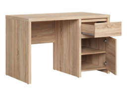 Arte Kaspian Desk 120Cm In Oak Sonoma, Modern Home Office Desk With Door, Shelf & Drawer - thumbnail 4