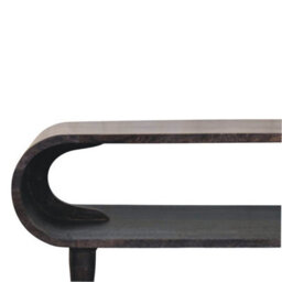 Artisan Furniture Solid Wood Curved Edge Media With Brass Accents, Nordic Legs, Dark Brown - thumbnail 5