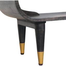 Artisan Furniture Solid Wood Curved Edge Media With Brass Accents, Nordic Legs, Dark Brown - thumbnail 8