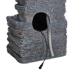 Solar Powered Rockey Stone Garden Water Feature Fountain With Led Lights Outdoor - thumbnail 5
