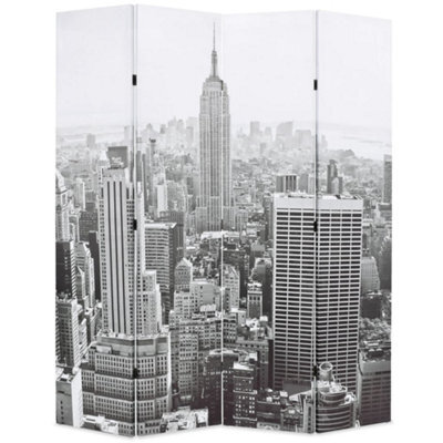 Berkfield Folding Room Divider 160X170 Cm New York By Day Black And White - image 1
