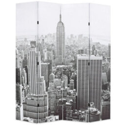 Berkfield Folding Room Divider 160X170 Cm New York By Day Black And White - thumbnail 1