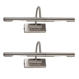 Valuelights Capri Pair Of Brushed Chrome Mains Powered Twin Picture Wall Lights
