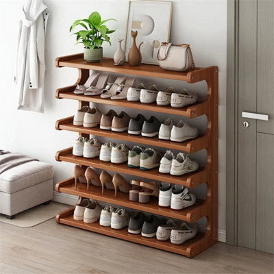 6 Tier Wooden Shoe Rack Storage Shelf Unit Cabinet Organiser Footwear Stand - image 1