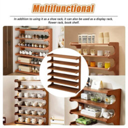 6 Tier Wooden Shoe Rack Storage Shelf Unit Cabinet Organiser Footwear Stand - thumbnail 8