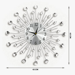 45Cm Living Room Diamante Beaded Crystals Jeweled Sunburst Wall Clock Home Decor - thumbnail 3