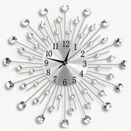 45Cm Living Room Diamante Beaded Crystals Jeweled Sunburst Wall Clock Home Decor - thumbnail 1