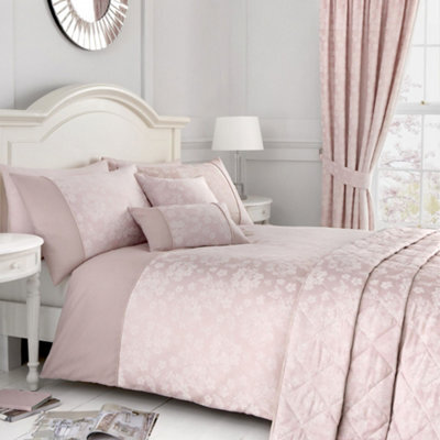 Dreams & Drapes Blossom Premium Woven Jacquard Pink Floral Blossom Duvet Cover Set - image 1
