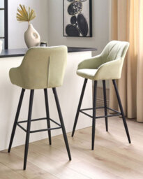 Beliani Set Of 2 Darien Bar Stools With Armrests & Footrest, Fabric, Light Green - thumbnail 2