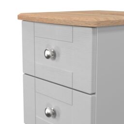Santander Ready Assembled Matt Grey & Oak 3 Drawer Wide Bedside Chest (H)692mm (W)395mm (D)411mm - thumbnail 4