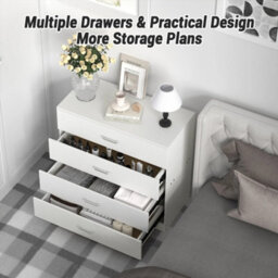 White Modern 4 Drawer Chest Of Drawers Storage Bedroom Furniture - thumbnail 3