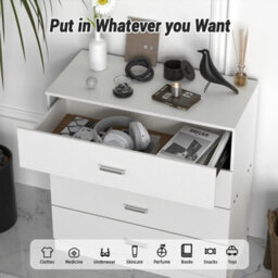 White Modern 4 Drawer Chest Of Drawers Storage Bedroom Furniture - thumbnail 4