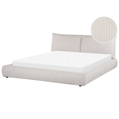 Beliani Waterbed Corduroy Vinay 180 X 200 Cm (Eu Super King) Light Beige - image 1
