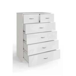 White 6 Drawer Sideboard  Chest With High Gloss Fronts - thumbnail 2