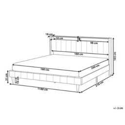 Beliani Bed With Led Fabric Beaulieu 180 X 200 Cm (Eu Super King) With Usb Port With Storage Beige - thumbnail 3