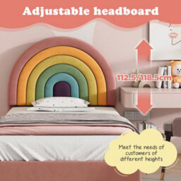 Modernluxe 3Ft Single Bed, Upholstered Bed 90 X 190, Youth Bed, Wooden Slat Support, Height-Adjustable Headboard, Velvet, Pink - thumbnail 6