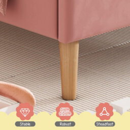 Modernluxe 3Ft Single Bed, Upholstered Bed 90 X 190, Youth Bed, Wooden Slat Support, Height-Adjustable Headboard, Velvet, Pink - thumbnail 7