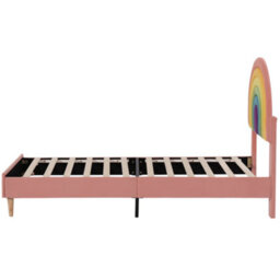 Modernluxe 3Ft Single Bed, Upholstered Bed 90 X 190, Youth Bed, Wooden Slat Support, Height-Adjustable Headboard, Velvet, Pink - thumbnail 8