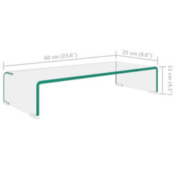 Berkfield Modern Tv Stand/monitor Riser Glass Clear 60X25X11 Cm - thumbnail 6