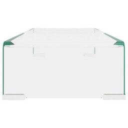 Berkfield Modern Tv Stand/monitor Riser Glass Clear 60X25X11 Cm - thumbnail 4